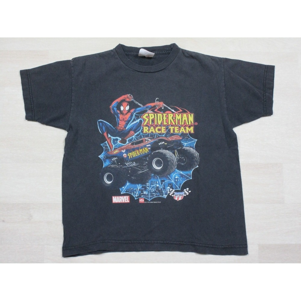 Vintage Marvel Spiderman Race Team‎ Shirt Monster Truck 2001 Sfx Youth Size (M)